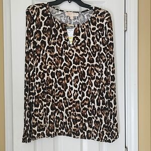 Michael Kors leopard long sleeve blouse